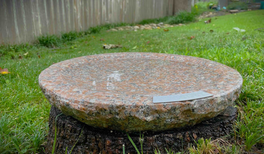 The Timeless Garden Oasis makes a great topper for tree stumps